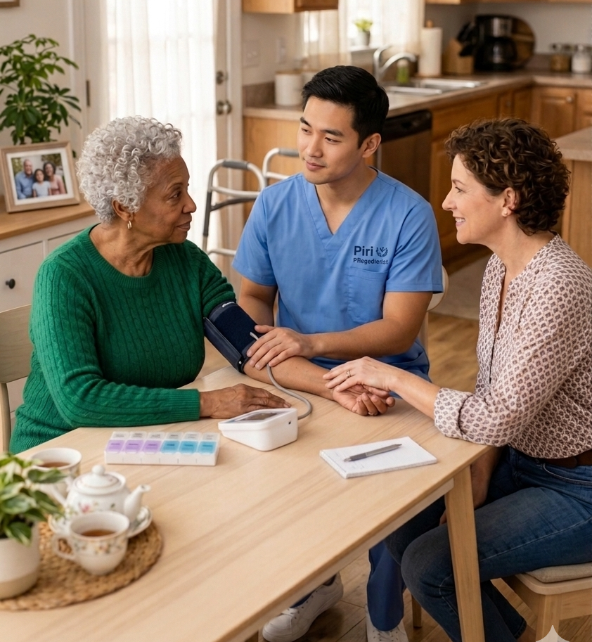 PIRI Pflegekraft beim Beratungsgespräch